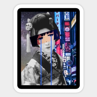 Aesthetic  Anime Neon Geisha Sticker